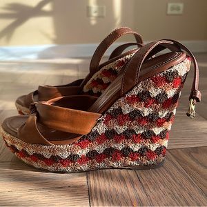 SERGIO ROSSI shalimqr wedge sandals leather platform espadrille 39